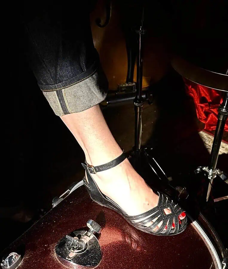 CC wearing Goldon Needle London Denim
