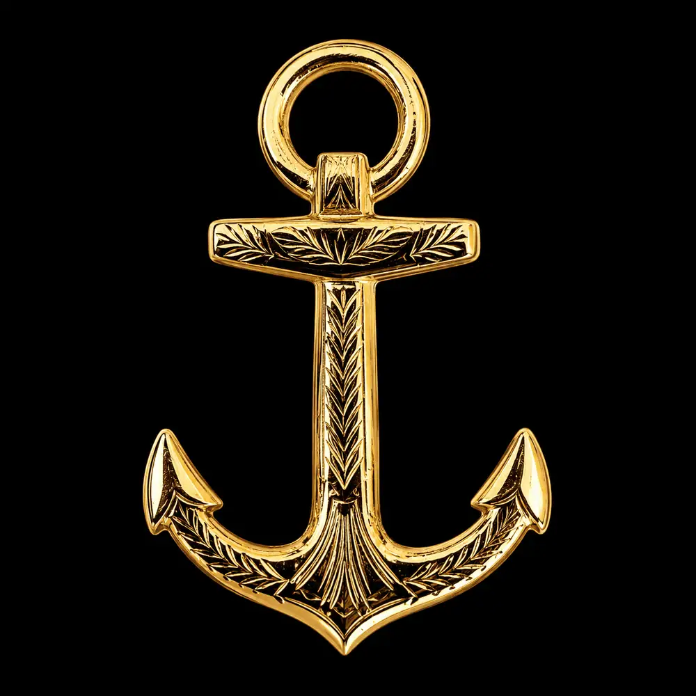 Golden Needle London Anchor Brooch