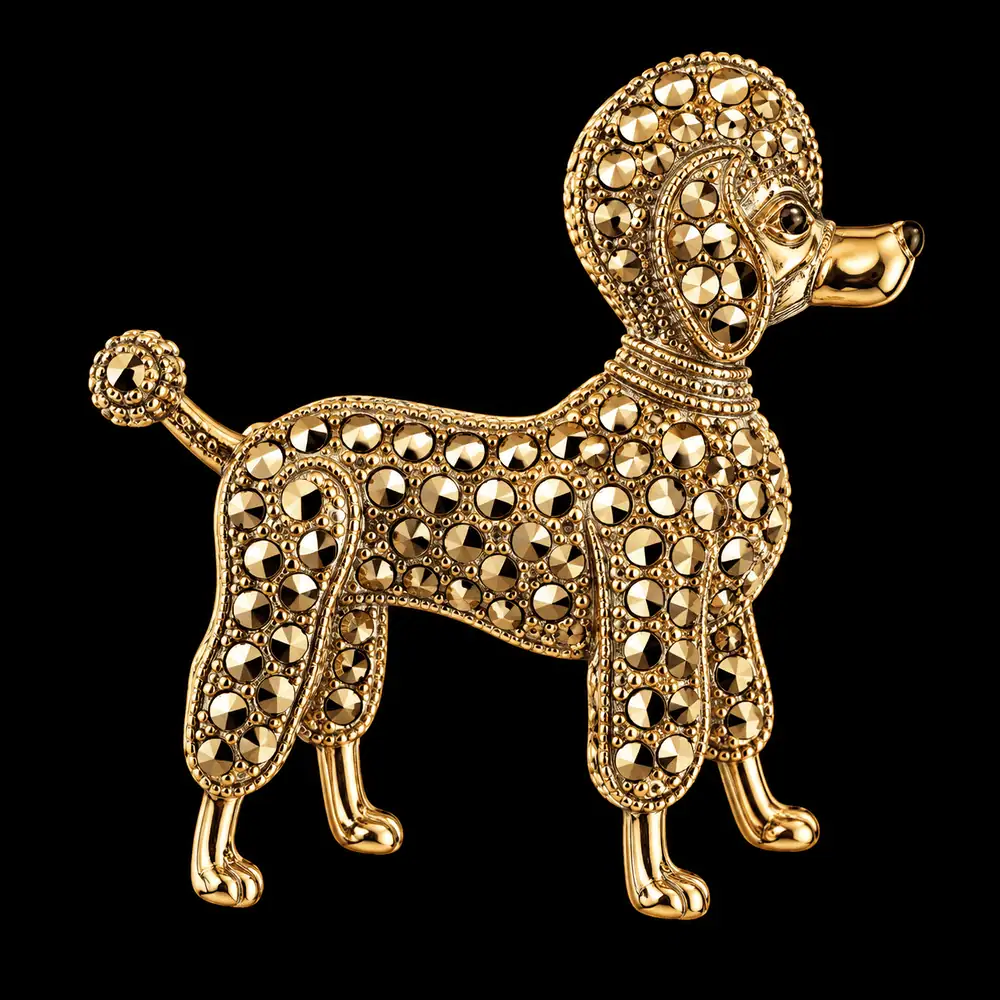 Golden Needle London Poodle Brooch