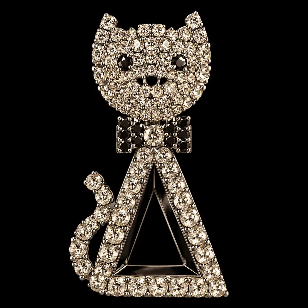 Golden Needle London Cat Brooch