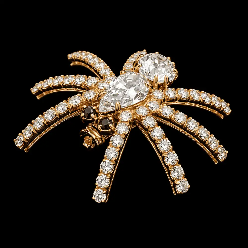 Golden Needle London Spider Brooch